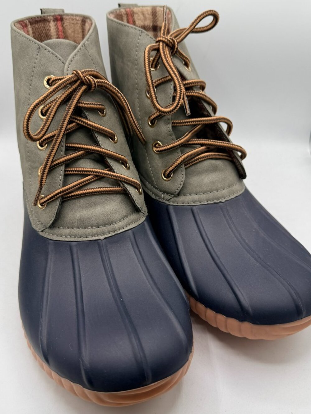 Simply Southern Duck Boots Size 11 | Waterproof Navy & Olive Lace-Up Rain Boots